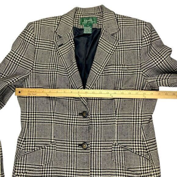 Lauren Ralph Lauren Blazer Size 12 Houndstooth Wool Silk Cashmere Classic Jacket - Picture 9 of 16